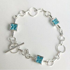 Sterling silver Blue Topaz Link Bracelet